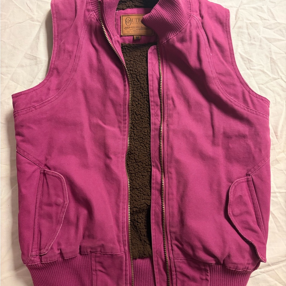 Outback Trading Co. Sherpa Lined Pink Canvas Vest